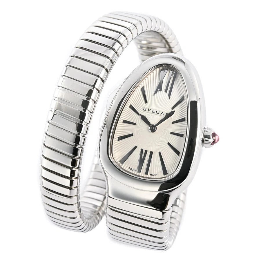 BVLGARI SERPENTI TUBOGAS SILVER WATCH: BVLGARI Serpenti Tubogas Silver Watch Brand: BVLGARI Type: N/A Material: Band Material Stainless Steel/Bracelet, Case Material N/A Color: Band Color Silver Size: Band Size none, Case Size 22mm