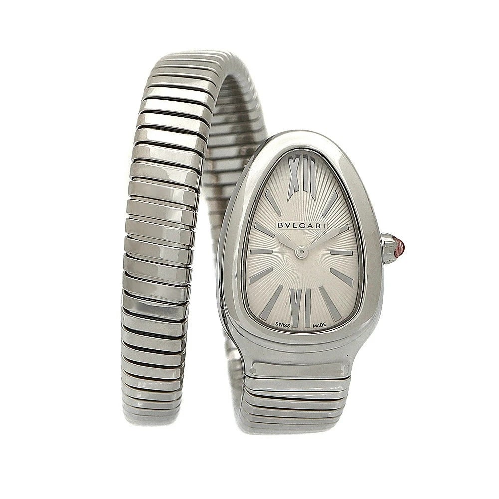 BVLGARI SERPENTITUBOGAS IVORY WATCH: BVLGARI Serpentitubogas Ivory Watch Brand: BVLGARI Type: N/A Material: Band Material Stainless Steel, Case Material N/A Color: Band Color Ivory Size: Band Size none, Case Size 35.0mm 