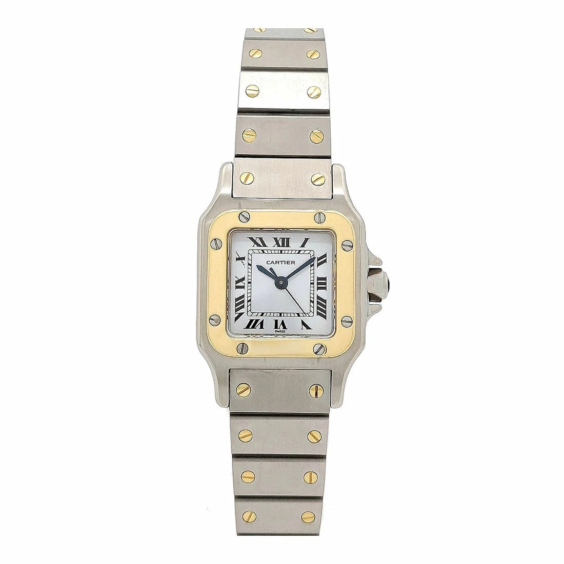 CARTIER WATCH: CARTIER Watch Brand: CARTIER Type: N/A Material: Band Material Stainless Steel Yellow Gold, Case Material N/A Color: Band Color White Size: Band Size none, Case Size 24mm Accessories: None