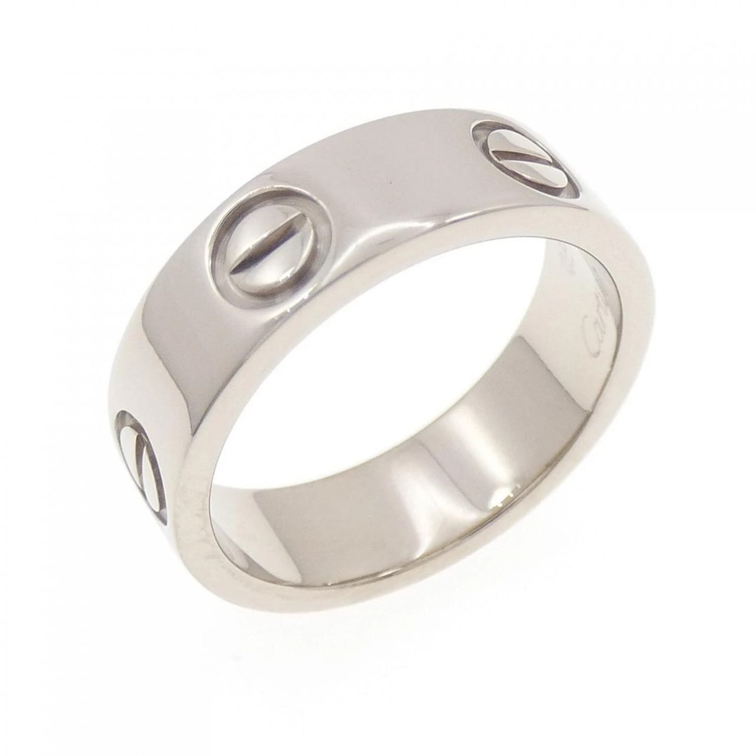CARTIER LOVE RING: Cartier Love Ring Brand: Cartier Type: Ring Material: 750 White Gold, Color: White Gold Size: 5US US Accessories: None Accessories Notice: When purchasing pre-owned goods, please refer to