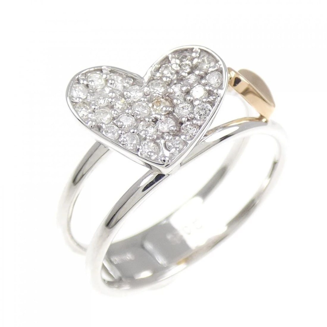 K18WG K18PG HEART PAVE DIAMOND RING: K18WG K18PG Heart Pave Diamond Ring Brand: Unbranded Type: Ring Material: K18 White Gold K18 Pink Gold, Main Stone/Creation natural Color: White Gold Size: 6 US Accessories: None Accessories