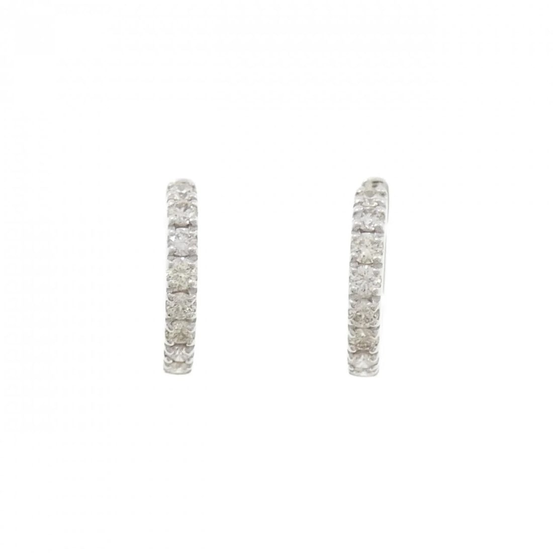 K18WG DIAMOND EARRINGS: K18WG Diamond Earrings Brand: Unbranded Type: Earrings Material: K18 White Gold, Main Stone/Creation Natural Color: White Gold Size: ActualSize HxW: 13.6mmx2.2mm Accessories: None Accessories