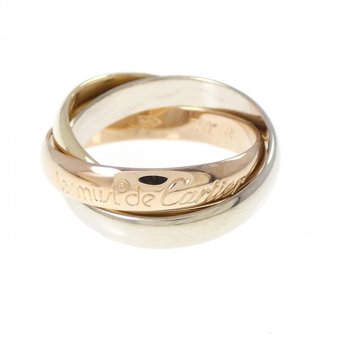 CARTIER TRINITY RING: Cartier Trinity Ring Brand: Cartier Type: Ring Material: 750 Yellow Gold 750 White Gold 750 Pink Gold, Color: Yellow Gold White Gold Pink Gold Size: 4.5-5 US Accessories: None Accessories