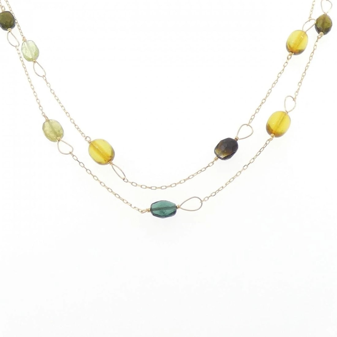 K18YG TOURMALINE NECKLACE: K18YG Tourmaline Necklace Brand: Unbranded Type: Necklace Material: K18 Yellow Gold, Main Stone/Creation Tourmaline Color: multicolor Size: 80cm ActualSizeMax W: 6.2mm Chain Max. W: 1.0mm 