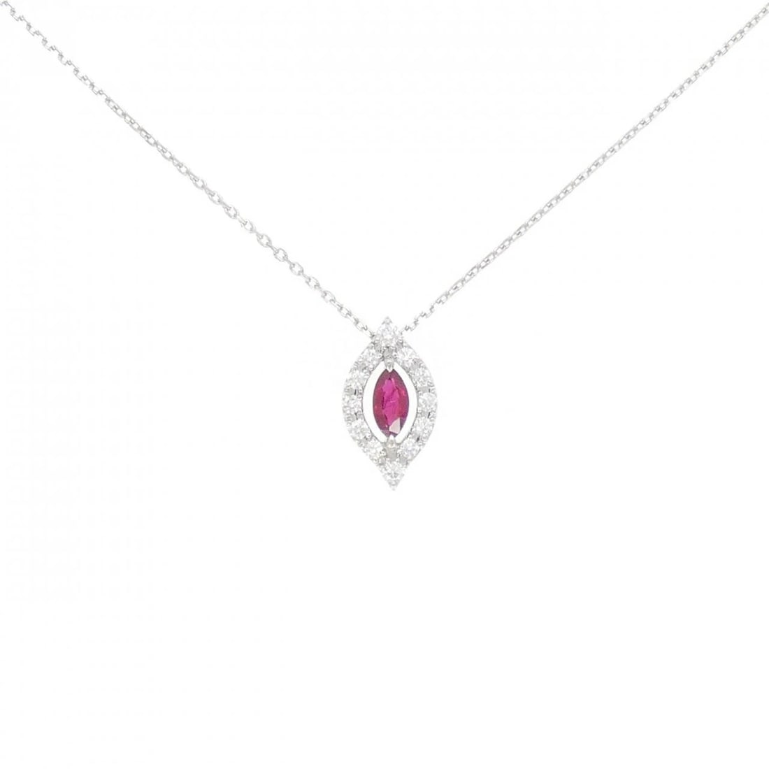 TASAKI RUBY NECKLACE: TASAKI Ruby Necklace Brand: TASAKI Type: Necklace Material: 750 White Gold K18 White Gold, Color: White Gold Size: 45cm, ActualSize Pendant top H x W: 14.3mmx7.8mm Chain Max. W: 0.9mm