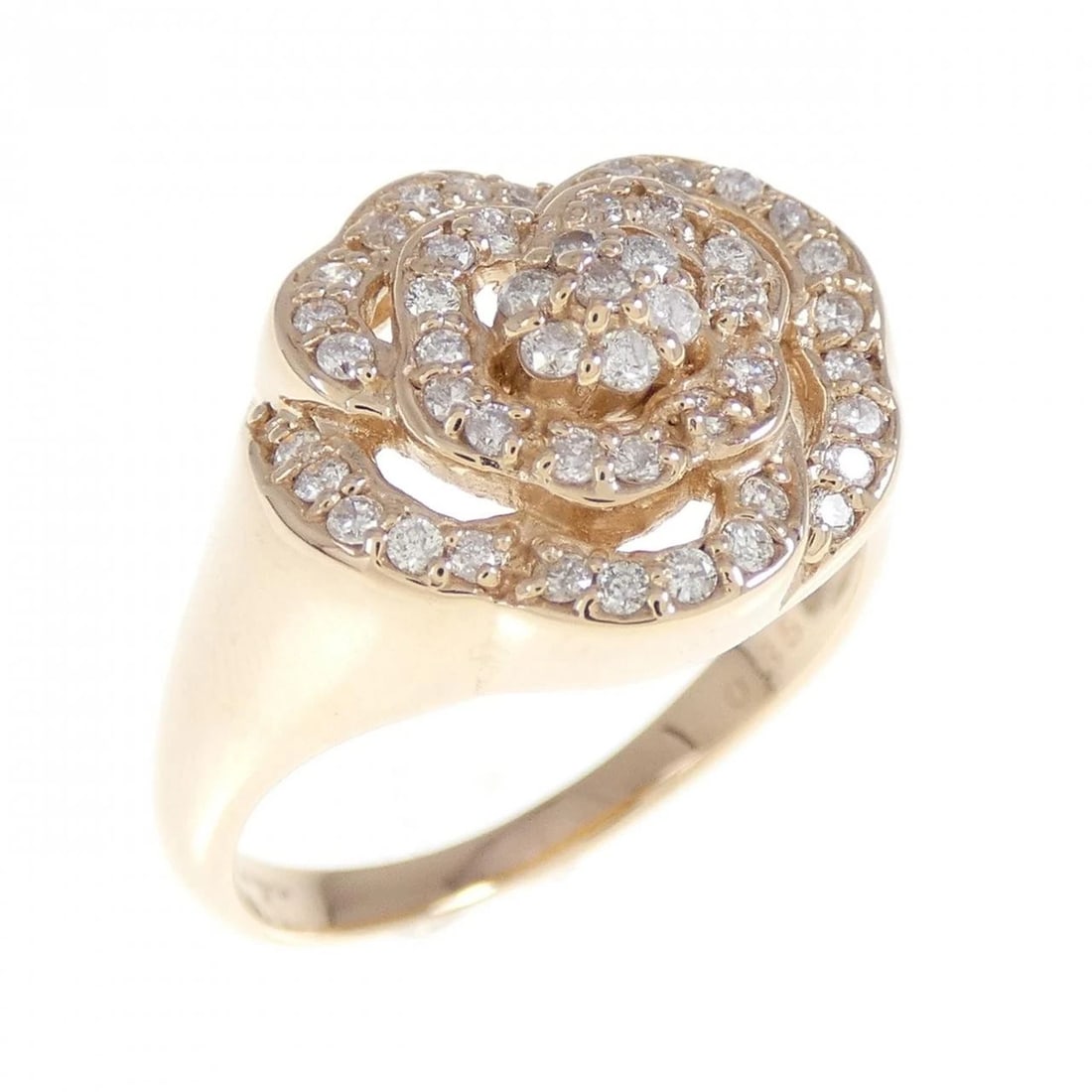 K18PG ROSE DIAMOND RING: K18PG Rose Diamond Ring Brand: Unbranded Type: Ring Material: K18 Pink Gold, Main Stone/Creation natural Color: pink Gold Size: 7.5 US Accessories: None Accessories Notice: When purchasing