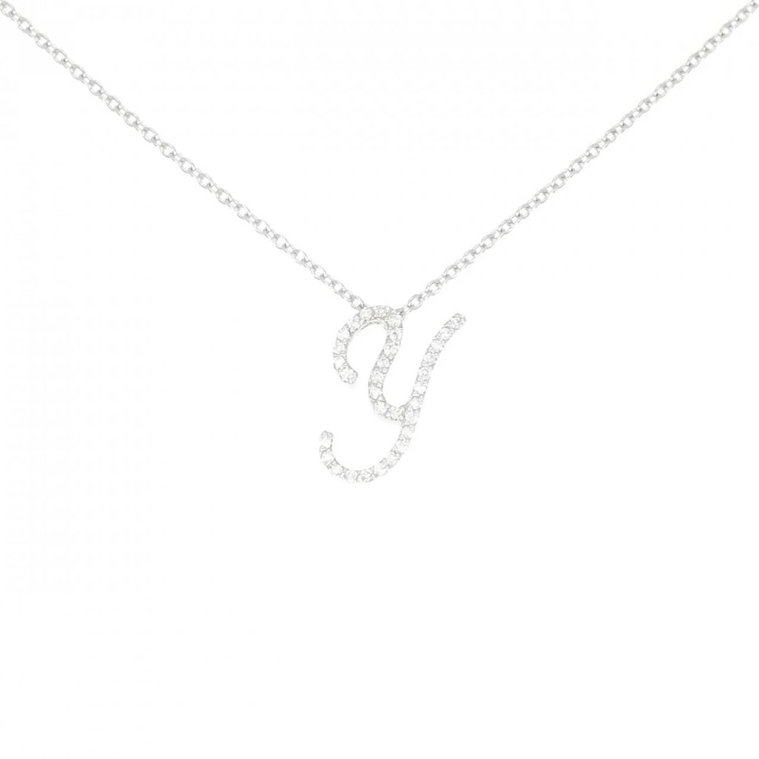 PONTE VECCHIO INITIAL NECKLACE: Ponte Vecchio Initial Necklace Brand: Ponte Vecchio Type: Necklace Material: K18 White Gold, Main Stone/Creation Natural Color: White Gold Size: 36 40cm Pendant top H x W: 15.2mmx13.2mm Chain