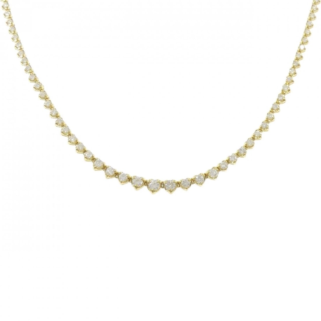 K18YG HEART DIAMOND NECKLACE: K18YG Heart Diamond Necklace Brand: Unbranded Type: Necklace Material: K18 Yellow Gold, Main Stone/Creation Natural Color: YG Size: 44cmActualSize Max W: 5.9mm Accessories: None Accessories