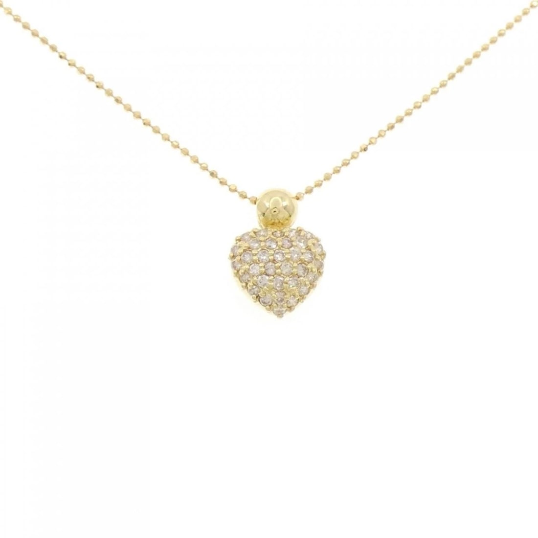 K18YG 750YG HEART PAVE DIAMOND NECKLACE: K18YG 750YG Heart Pave Diamond Necklace Brand: Unbranded Type: Necklace Material: K18 Yellow Gold 750 Yellow Gold, Main Stone/Creation natural Color: Yellow Gold Size: 40cm ActualSize Pendant
