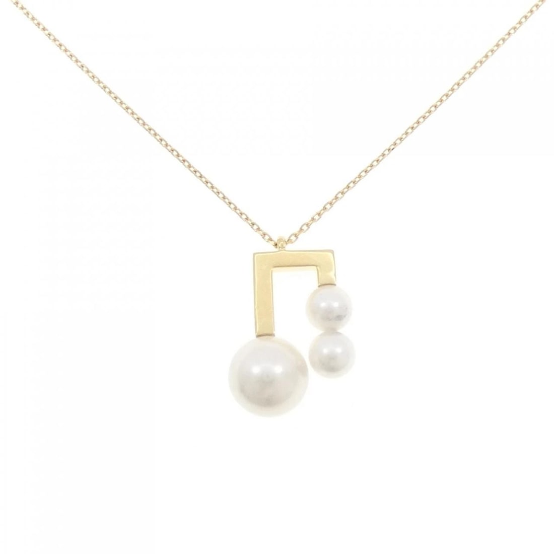 TASAKI BALANCE NOTE NECKLACE: TASAKI Balance note Necklace Brand: TASAKI Type: Necklace Material: 750 Yellow Gold, Main Stone/Creation Akoya Pearl Color: Yellow Gold Size: ActualSize Pendant top H x W: 20.5mmx14.0mm Chain