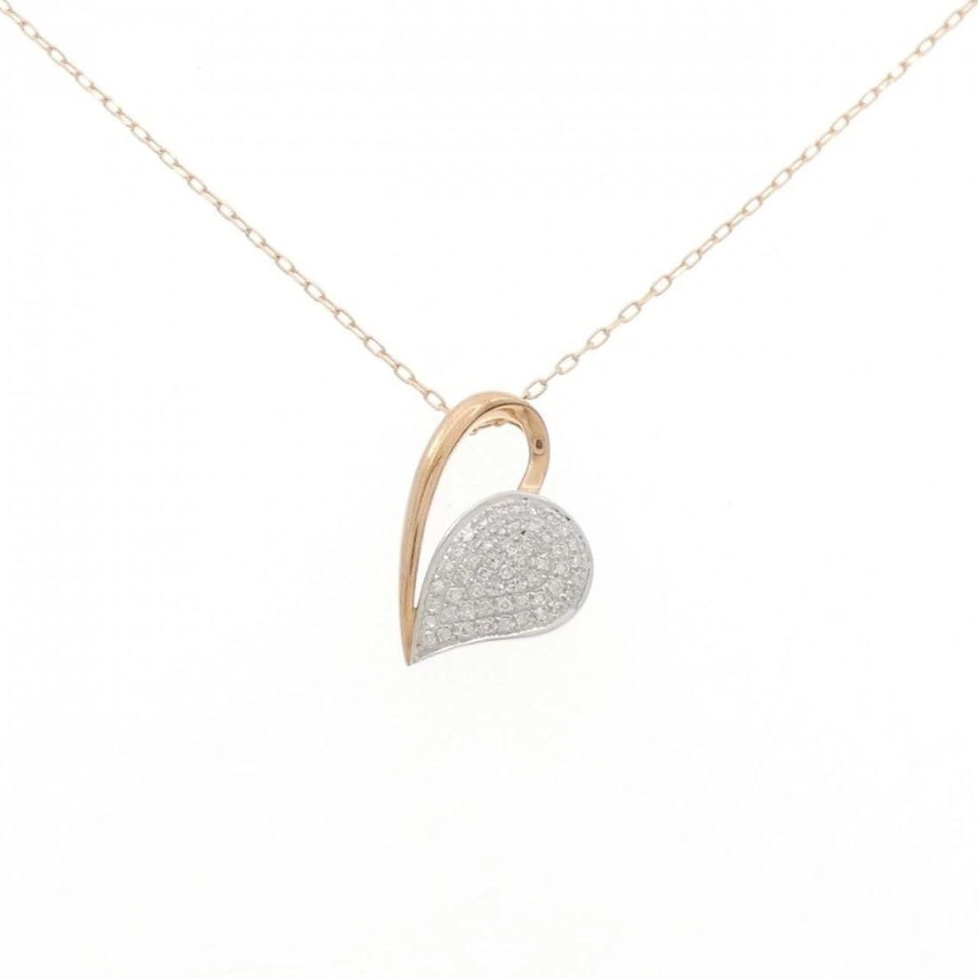 K18PG K18WG HEART DIAMOND NECKLACE: K18PG K18WG Heart Diamond Necklace Brand: Unbranded Type: Necklace Material: K18 Pink Gold K18 White Gold, Main Stone/Creation Natural Color: Pink Gold White Gold Size: 45cmActualSize Pendant