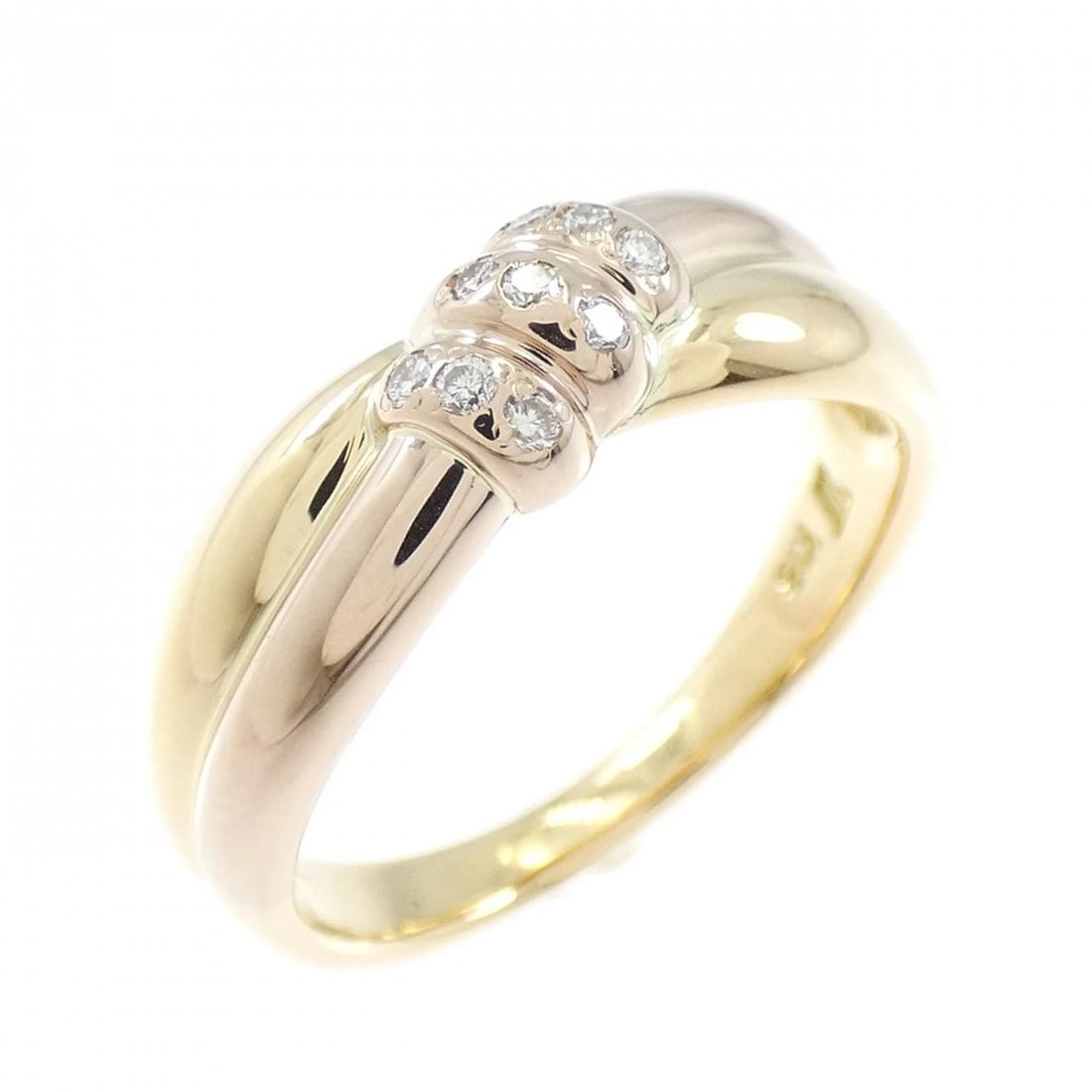 K18YG K18PG DIAMOND RING: K18YG K18PG Diamond Ring Brand: Unbranded Type: Ring Material: K18 Yellow Gold K18 Pink Gold, Main Stone/Creation Natural Color: YG Size: 6 US Accessories: None Accessories Notice: When