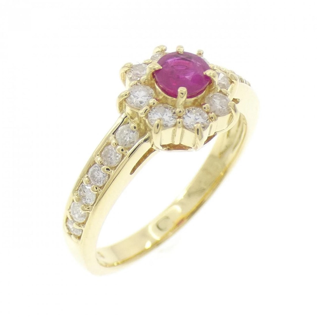 K18YG RUBY RING: K18YG Ruby Ring Brand: Unbranded Type: Ring Material: K18 Yellow Gold, Main Stone/Creation ruby Color: Yellow Gold Size: 6-6.5 US Accessories: None Accessories Notice: When purchasing pre-