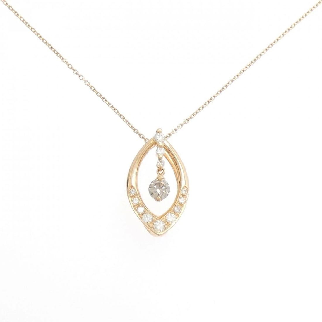 K18PG DIAMOND NECKLACE: K18PG Diamond Necklace Brand: Unbranded Type: Necklace Material: K18 Pink Gold, Main Stone/Creation Natural Color: PG Size: 40cmActualSize Pendant top H x W: 20.2mmx12.3mm Chain Max. W: 0.9mm 