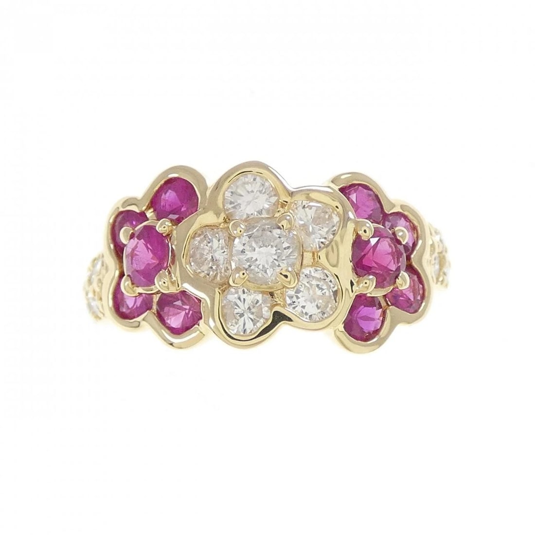 K18YG FLOWER RUBY RING - 2