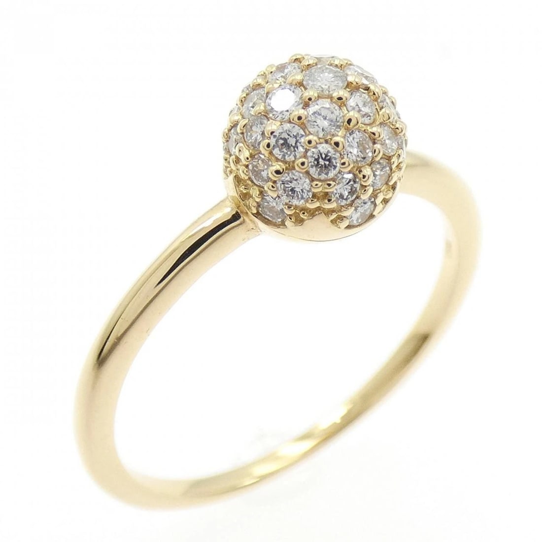 K18YG PAVE DIAMOND RING: K18YG Pave Diamond Ring Brand: Unbranded Type: Ring Material: K18 Yellow Gold, Main Stone/Creation natural Color: Yellow Gold Size: 6 US Accessories: None Accessories Notice: When purchasi