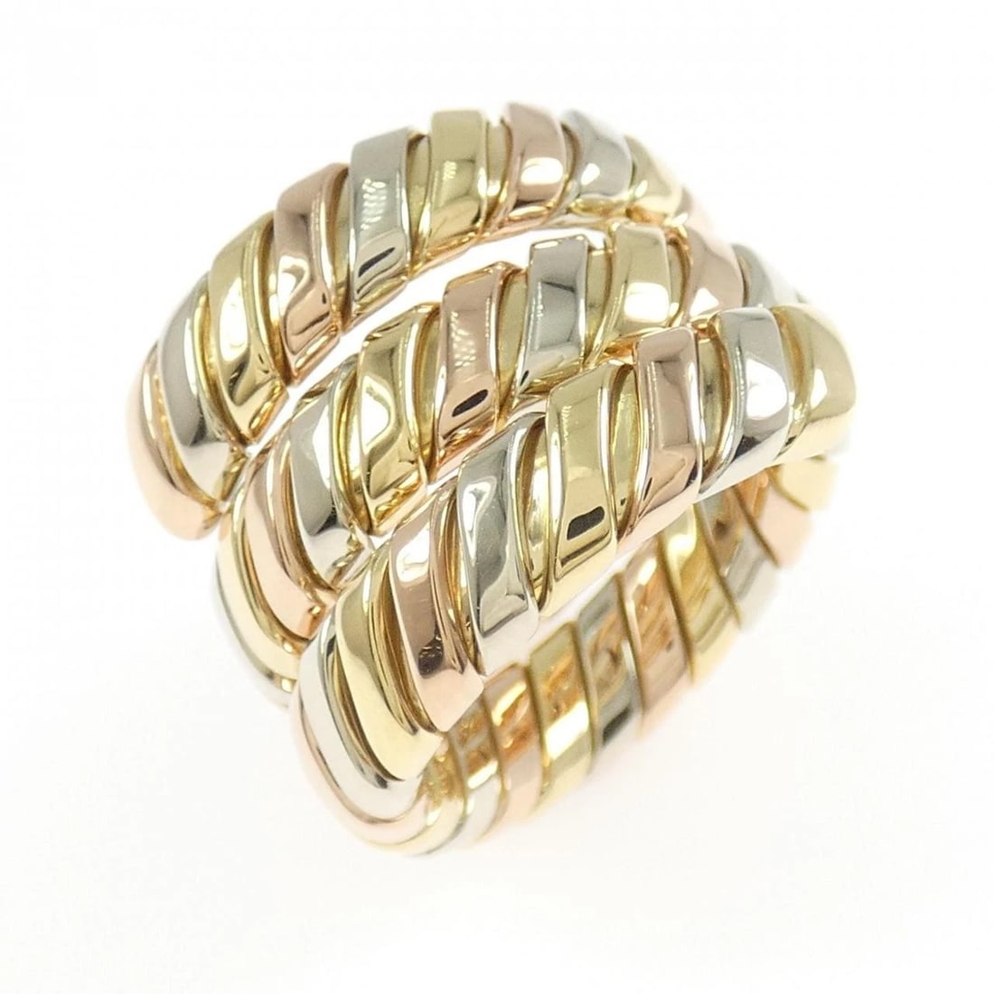 BVLGARI TUBOGAS RING: Bvlgari Tubogas Ring Brand: BVLGARI Type: Ring Material: 750 Yellow Gold 750 White Gold 750 Pink Gold, Color: Yellow Gold White Gold Pink Gold" Size: 5.5 (US size) Accessories: None