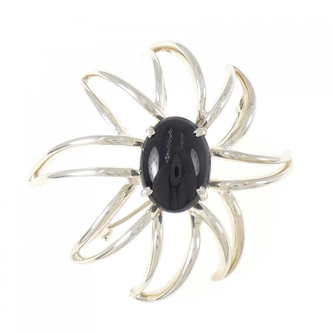TIFFANY & CO. FIREWORKS BROOCH: Tiffany & Co. Fireworks Brooch Brand: Tiffany Type: Pendant Brooch Material: 925 Silver, Main Stone/Creation Onyx Color: Silver Size: ActualSize HxW: 46.3mmx48.2mm Accessories: None