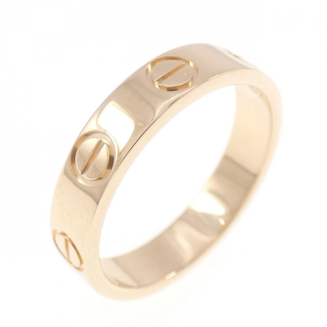 CARTIER MINI LOVE RING: Cartier Mini Love Ring Brand: Cartier Type: Ring Material: 750 Pink Gold, Color: Pink Gold Size: 3.5-4 (US size) Accessories: None Accessories Notice: When purchasing pre-owned goods, please