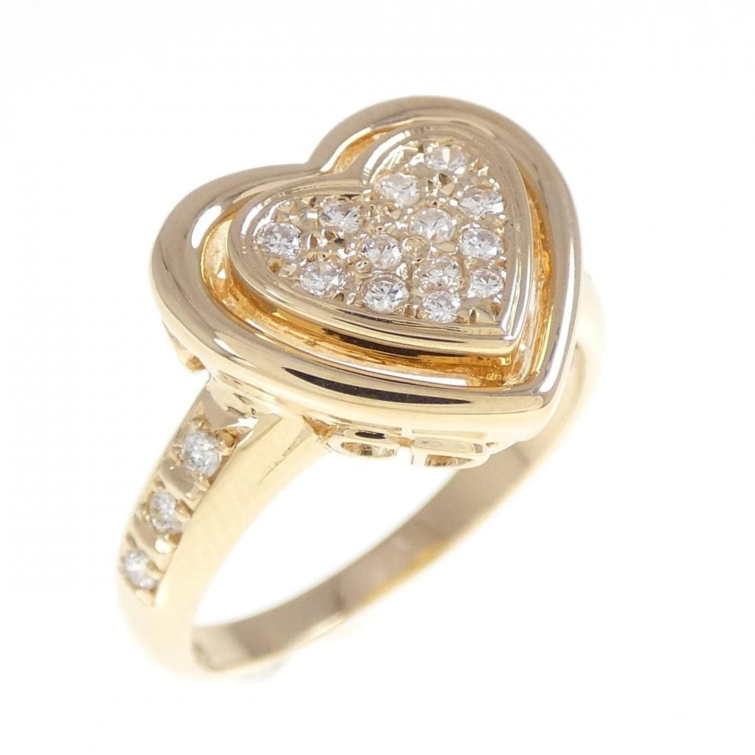 K18PG HEART DIAMOND RING: K18PG Heart Diamond Ring Brand: Unbranded Type: Ring Material: K18 Pink Gold, Main Stone/Creation Natural Color: Pink Gold Size: 6.5 ( US size) Accessories: None Accessories Notice: When