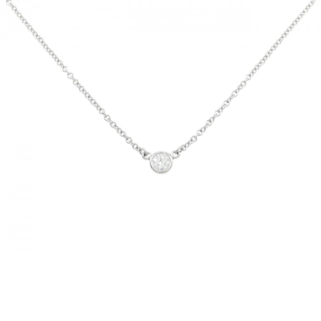 TIFFANY & CO. BY THE YARD NECKLACE: Tiffany & Co. By the Yard Necklace Brand: Tiffany Type: Necklace Material: Platinum 950, Main Stone/Creation Natural Color: Platinum Size: ActualSize Diameter: 3.8mm Chain Max. W: 1.0mm 