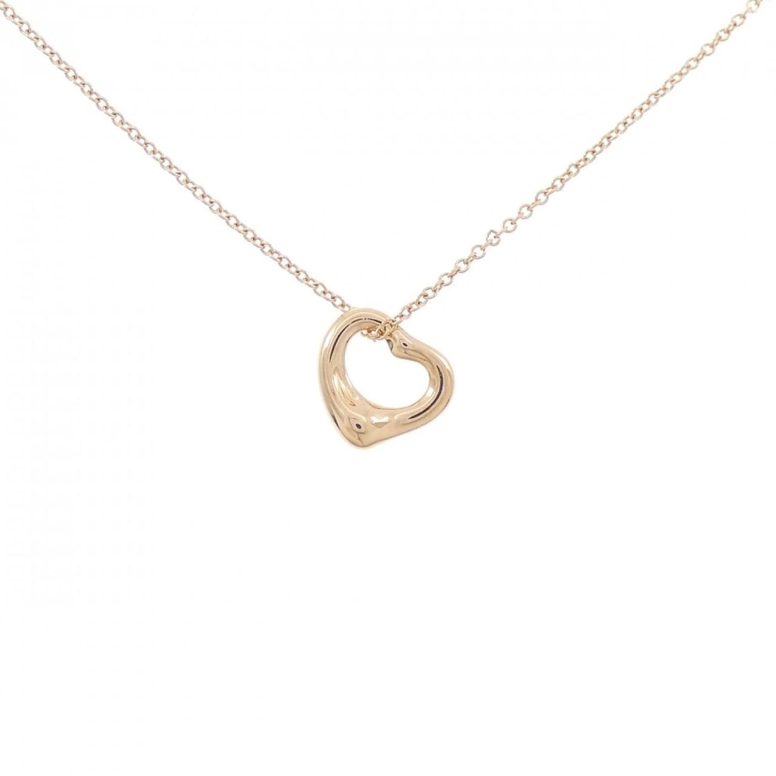 TIFFANY & CO. OPEN HEART NECKLACE: Tiffany & Co. Open Heart Necklace Brand: Tiffany Type: Necklace Material: 750 Pink Gold, Color: Pink Gold Size: 45 48cmActualSize Pendant top H x W: 10.6mmx10.3mm Chain Max. W: 1.2mm 