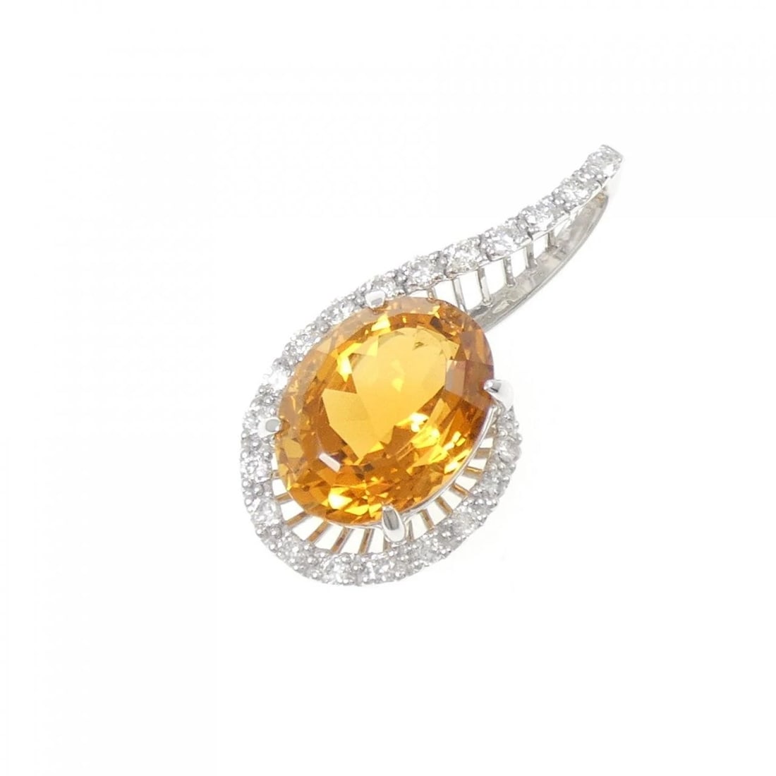K18WG CITRINE PENDANT: K18WG Citrine Pendant Brand: Unbranded Type: Pendant Brooch Material: K18 White Gold, Main Stone/Creation Citrine Color: WG Size: ActualSize HxW: 26.2mmx13.1mm Accessories: None Accessories