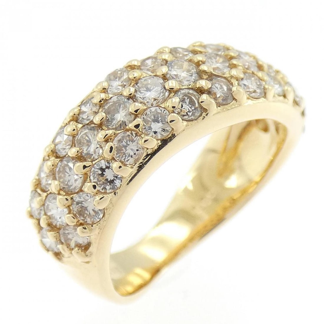 K18YG PAVE DIAMOND RING: K18YG Pave Diamond Ring Brand: Unbranded Type: Ring Material: K18 Yellow Gold, Main Stone/Creation natural Color: Yellow Gold Size: 3.5 US Accessories: None Accessories Notice: When