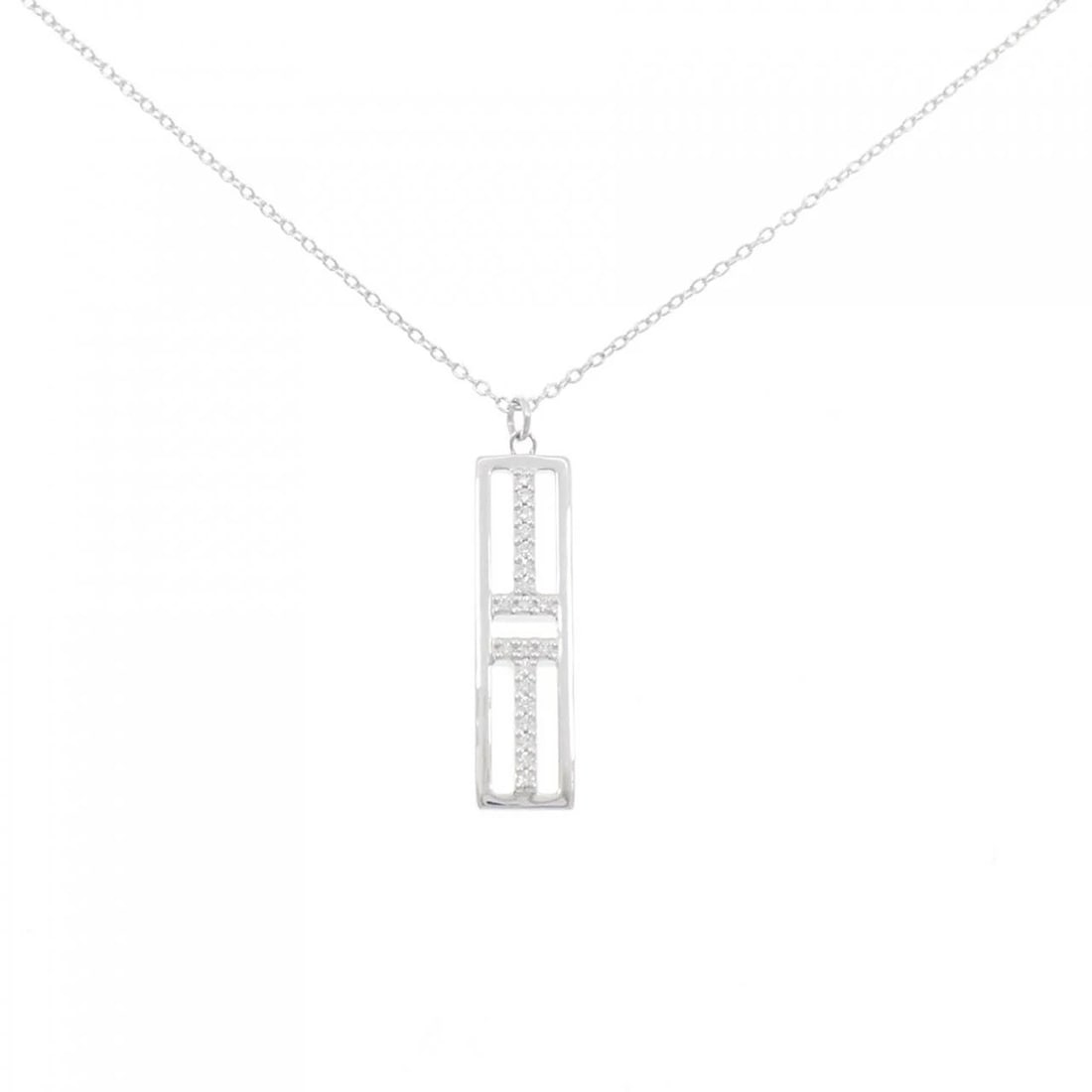 TIFFANY TO OPEN TICAL NECKLACE: Tiffany To Open Tical Necklace Brand: Tiffany Type: Necklace Material: 750 White Gold, Main Stone/Creation Natural Color: White Gold Size: ActualSize Pendant top H x W: 27.7mmx6.5mm Chain Max.