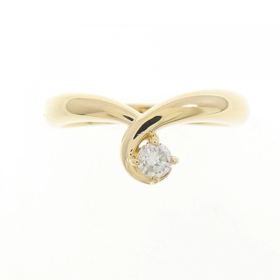 K18YG SOLITAIRE DIAMOND RING - 2