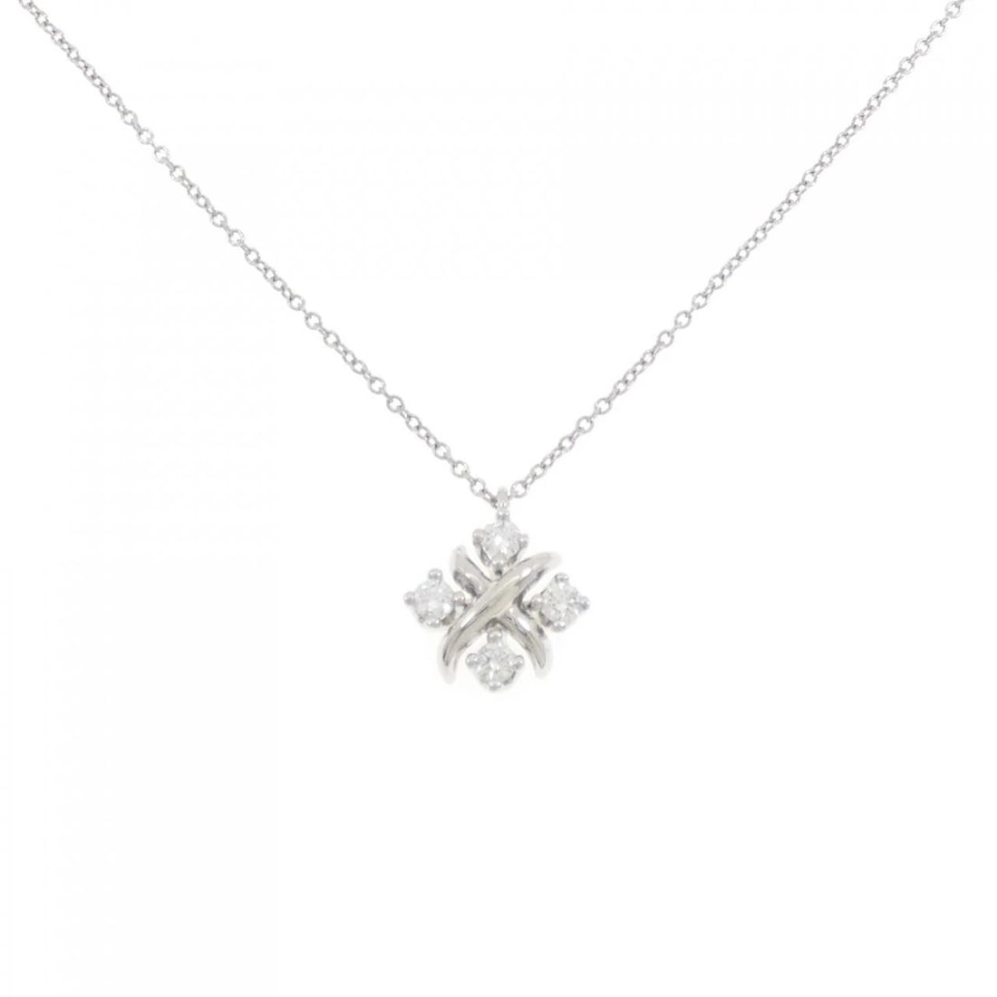 TIFFANY & CO. PHOSPHORUS NECKLACE: Tiffany & Co. phosphorus Necklace Brand: Tiffany Type: Necklace Material: Platinum 950, Main Stone/Creation Natural Color: White Size: 41cmActualSize Pendant top H x W: 11.1mmx11.1mm Chain