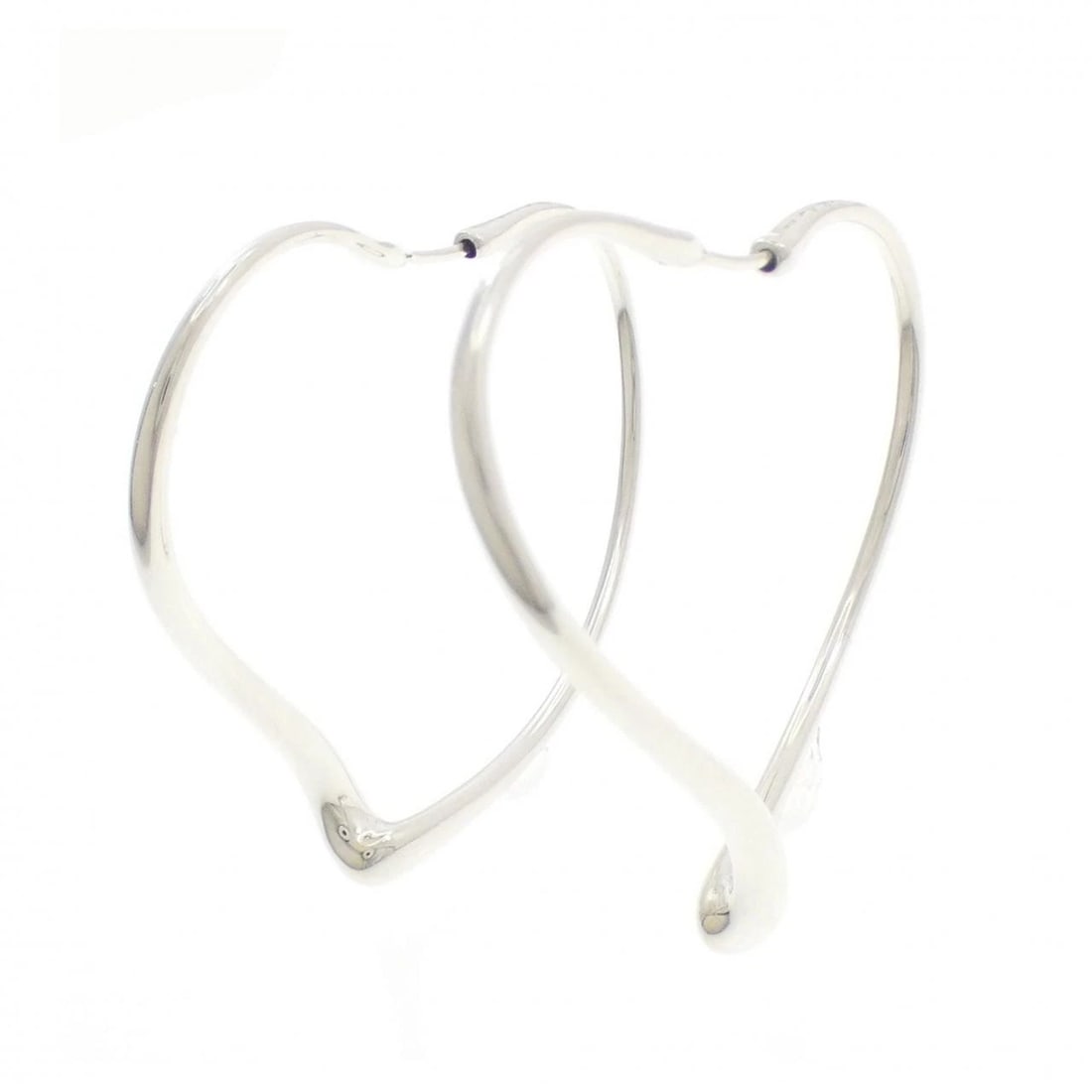 TIFFANY OPEN HEART HOOP EARRINGS: Tiffany Open Heart Hoop Earrings Brand: Tiffany Type: Earrings Material: 925 Silver, Color: Silver Size: ActualSize HxW: 40.8mmx7.5mm Accessories: None Accessories Notice: When purchasing