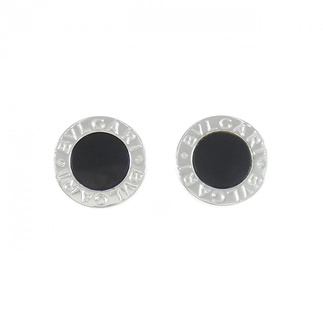 BVLGARI EARRINGS: Bvlgari Earrings Brand: BVLGARI Type: Earrings Material: 750 White Gold, Main Stone/Creation Onyx Color: White Gold Size: ActualSize Diameter: 13.0mm Accessories: None Accessories Notice: