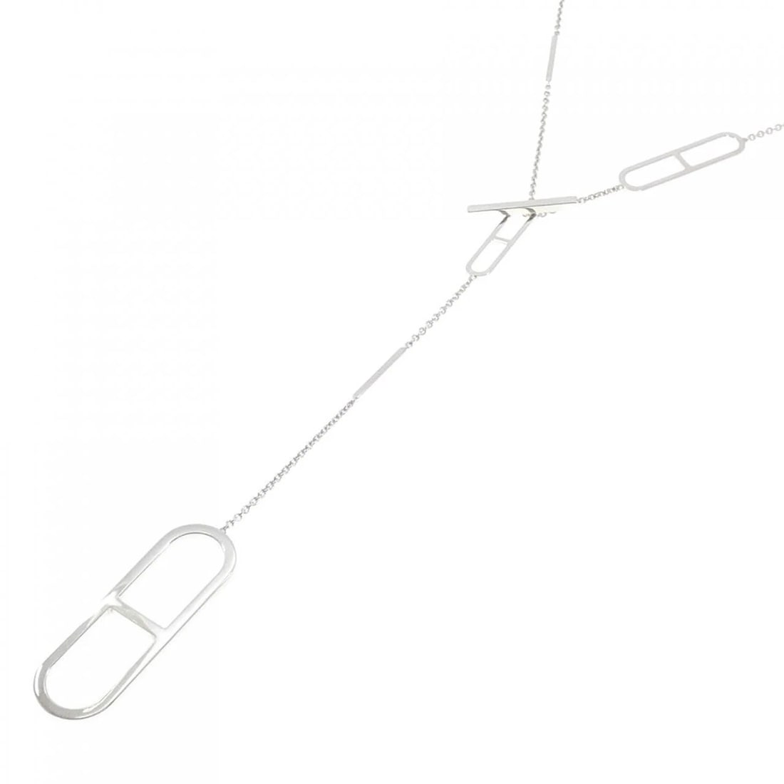 HERMES EVER CHAINE D'ANCRE NECKLACE: HERMES Ever Chaine d'Ancre Necklace Brand: HERMES Type: Necklace Material: 925 Silver, Color: Silver Size: ActualSize Pendant top H x W: 59.9mmx20.0mm Chain Max. W: 2.2mm Size75cm 