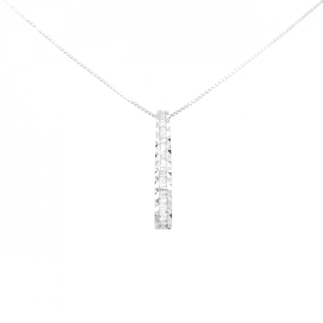K18WG DIAMOND NECKLACE: K18WG Diamond Necklace Brand: Unbranded Type: Necklace Material: K18 White Gold, Main Stone/Creation natural Color: White Gold Size: 45cm ActualSize Pendant top H x W: 23.1mmx3.4mm Chain Max.