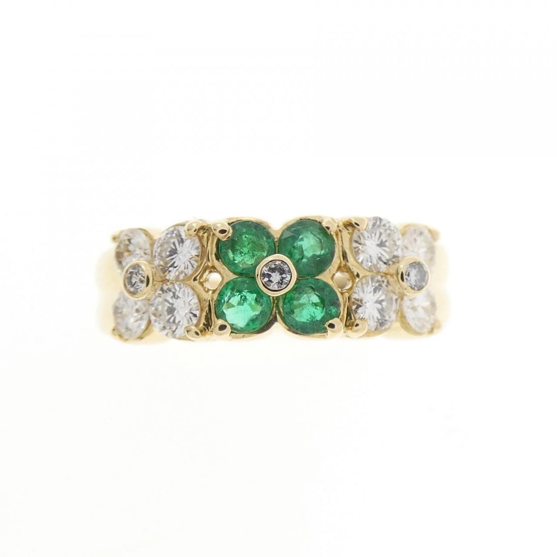 750YG FLOWER EMERALD RING - 2