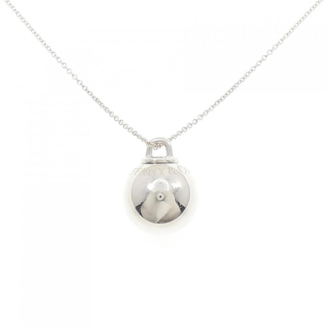 TIFFANY BALL NECKLACE: Tiffany Ball Necklace Brand: Tiffany Type: Necklace Material: 925 Silver, Color: Silver Size: 66-76cm, ActualSize Pendant top H x W: 23.6mmx18.8mm Chain Max. W: 1.5mm Accessories: None