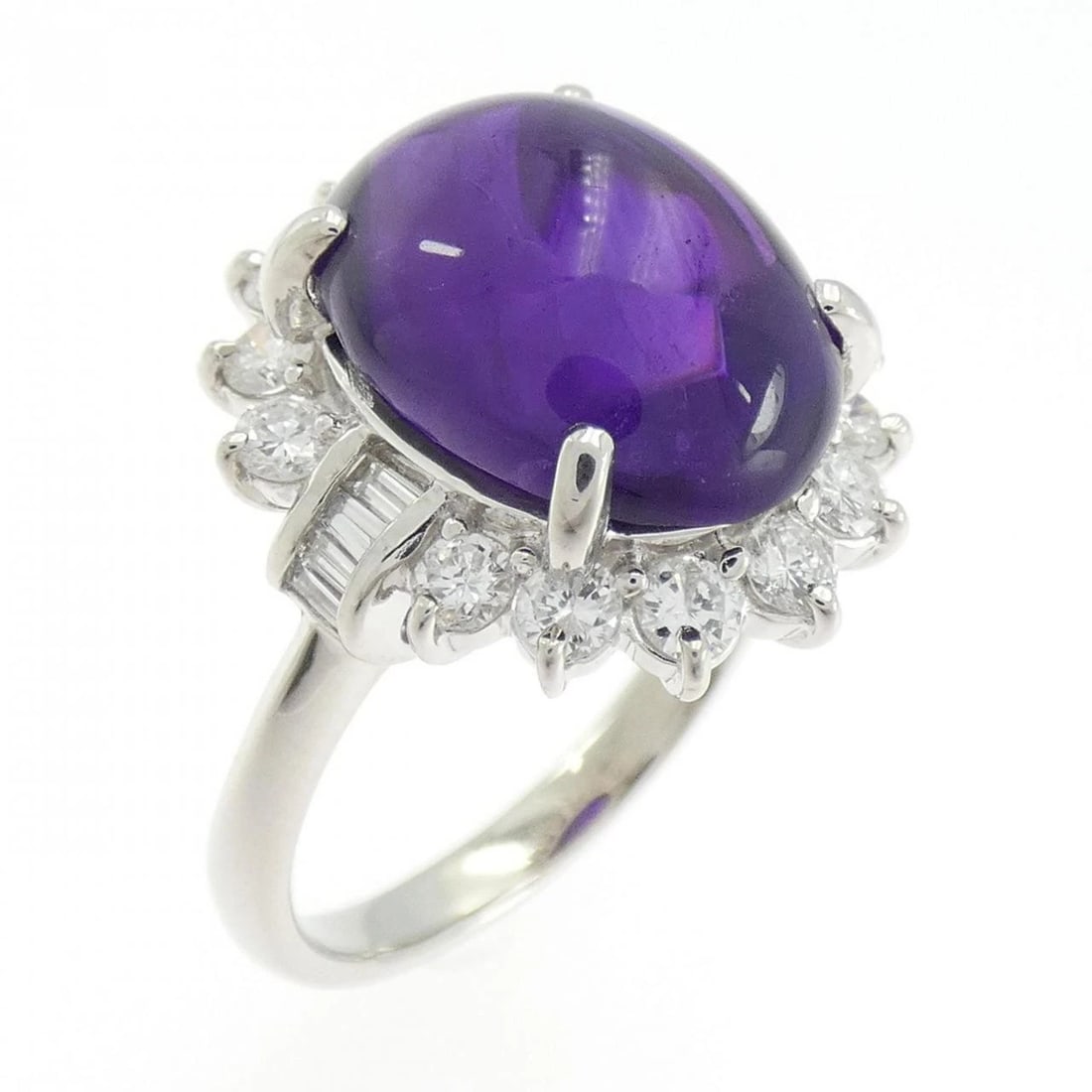 PT900 AMETHYST RING: PT900 Amethyst Ring Brand: Unbranded Type: Ring Material: Platinum 900 Platinum, Color: None Size: 7.5-8 US Accessories: None Accessories Notice: When purchasing pre-owned goods, please re
