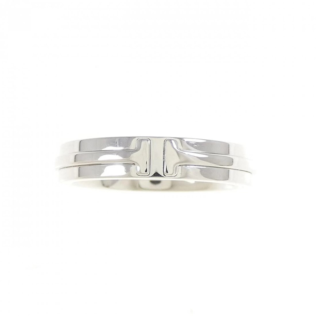 TIFFANY T TWO NARROW RING: Tiffany T Two Narrow Ring Brand: Tiffany Type: Ring Material: 750 White Gold, Color: White Size: 7.5-8 (US size) Accessories: None Accessories Notice: When purchasing pre-owned goods, please
