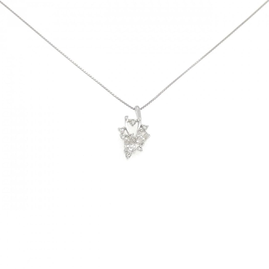 K18WG DIAMOND NECKLACE: K18WG Diamond Necklace Brand: Unbranded Type: Necklace Material: K18 White Gold, Main Stone/Creation Natural Color: WG Size: 46cmActualSize Pendant top H x W: 18.0mmx10.1mm Chain Max. W: 0.6mm