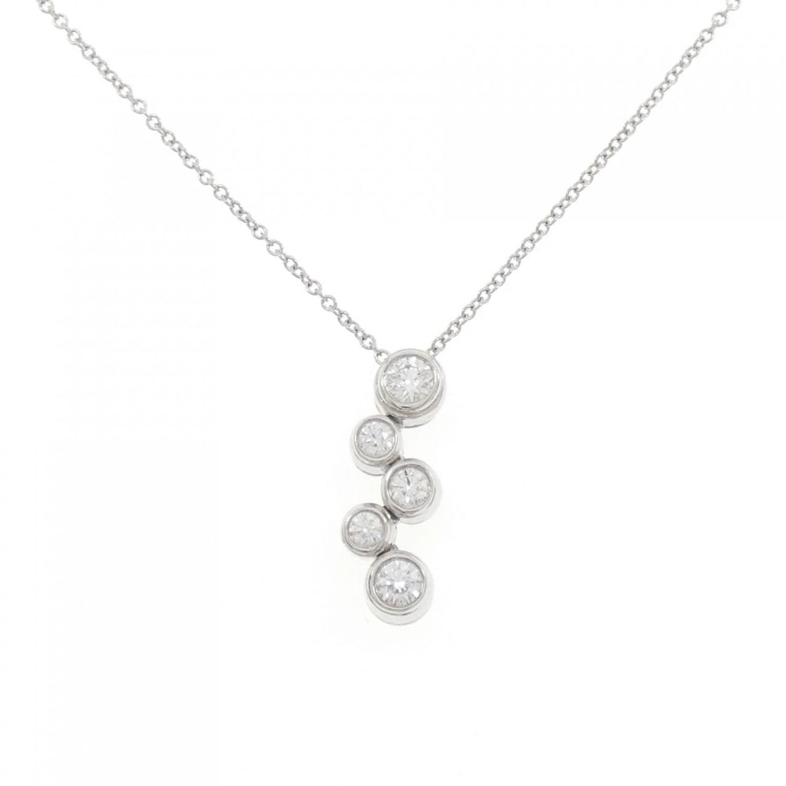TIFFANY & CO. BUBBLE NECKLACE: Tiffany & Co. bubble Necklace Brand: Tiffany Type: Necklace Material: Platinum 950, Main Stone/Creation Natural Color: White Size: 42cmActualSize Pendant top H x W: 18.7mmx6.5mm Chain Max. W: