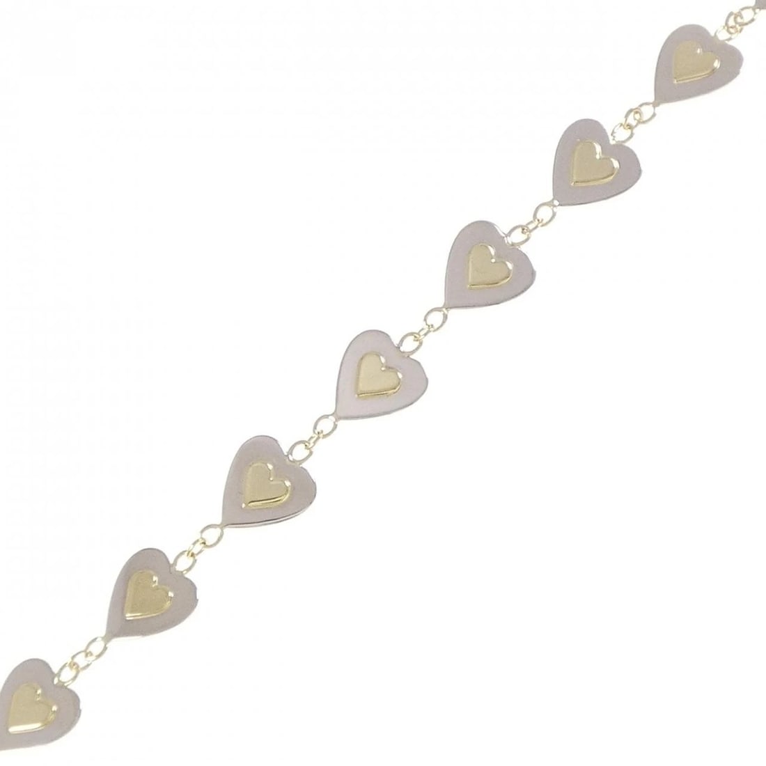 18YGYG 18KWG HEART BRACELET: 18YGYG 18KWG Heart Bracelet Brand: Unbranded Type: Bracelet Material: 18K Yellow Gold 18K White Gold, Color: YG Size: 18cmActualSize Max W: 7.9mm Accessories: None Accessories Notice: When