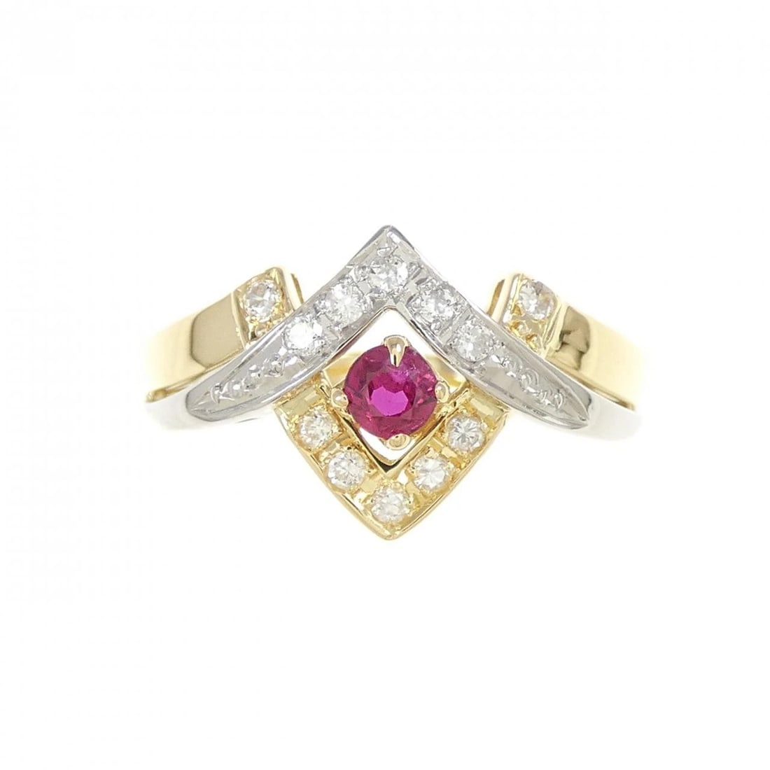 K18YG PT900 RUBY RING - 2