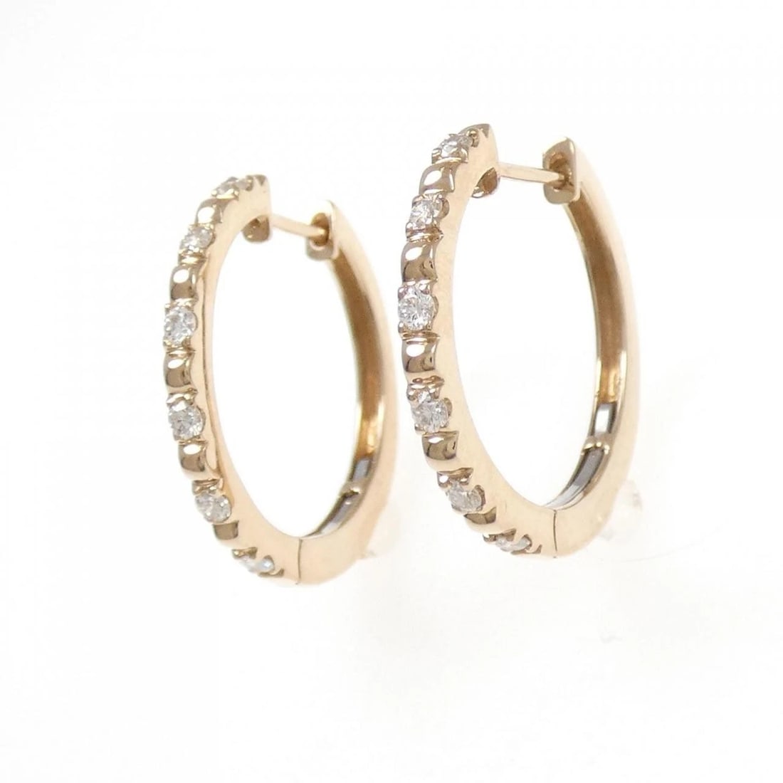 K18PG DIAMOND EARRINGS: K18PG Diamond Earrings Brand: Unbranded Type: Earrings Material: K18 Pink Gold, Main Stone/Creation Natural Color: PG Size: ActualSize HxW: 17.9mmx1.5mm Accessories: None Accessories Notice: