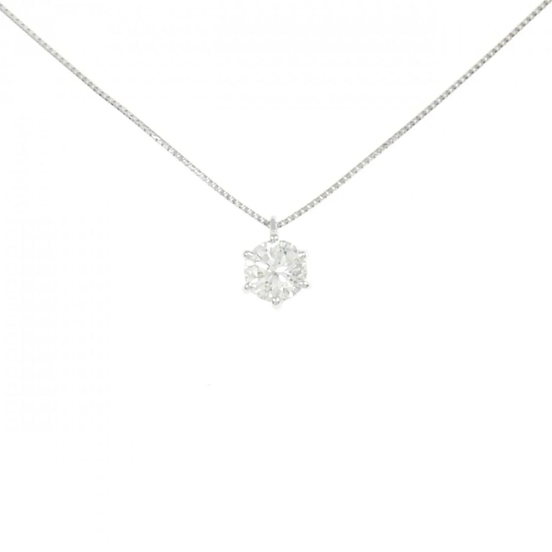 PT SOLITAIRE DIAMOND NECKLACE: PT Solitaire Diamond Necklace Brand: Unbranded Type: Necklace Material: Platinum, Main Stone/Creation solitaire Color: White Gold Size: 45cm ActualSizePendant top H x W: 8.0mmx5.6mm Chain Max.