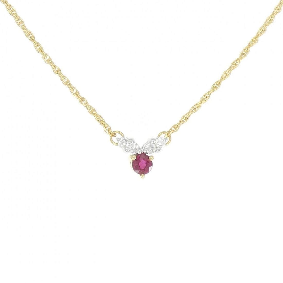 MIKIMOTO RUBY NECKLACE: MIKIMOTO Ruby Necklace Brand: MIKIMOTO Type: Necklace Material: K18 Yellow Gold K18 White Gold, Main Stone/Creation Ruby Color: Yellow Gold White Gold Size: ActualSize Pendant top H x W: