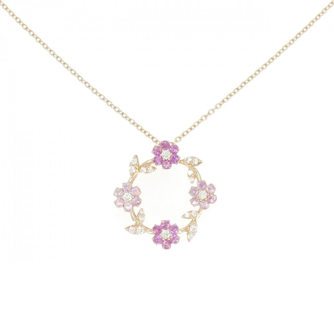 PONTE VECCHIO SAPPHIRE NECKLACE: Ponte Vecchio Sapphire Necklace Brand: Ponte Vecchio Type: Necklace Material: K18 Pink Gold, Color: Pink Gold Size: 41 45cm ActualSize Pendant top H x W: 20.3mmx19.3mm Chain Max. W: 1.1mm 