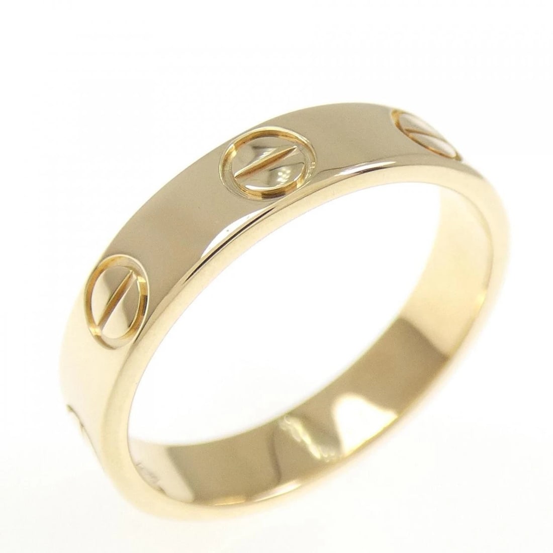 CARTIER MINI LOVE RING: Cartier Mini Love Ring Brand: CARTIER Type: Ring Material: 750 yellow gold, Color: yellow gold Size: US 4 Accessories: None Accessories Notice: When purchasing pre-owned goods, please refer