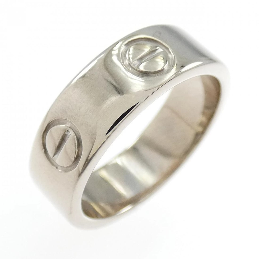 CARTIER LOVE RING: Cartier Love Ring Brand: Cartier Type: Ring Material: 750 White Gold, Color: White Gold Size: 4.5 US Accessories: None Accessories Notice: When purchasing pre-owned goods, please refer to