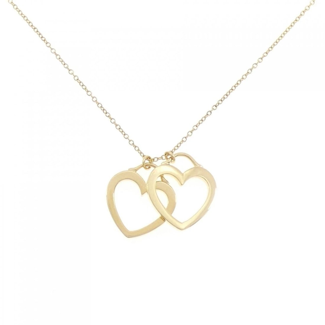 TIFFANY SENTIMENTAL DOUBLE HEART NECKLACE: Tiffany Sentimental Double Heart Necklace Brand: Tiffany Type: Necklace Material: 750 Yellow Gold, Color: yellow gold Size: 42cmActualSize Pendant top H x W: 17.6mmx14.4mm Chain Max. W: 1.1mm 